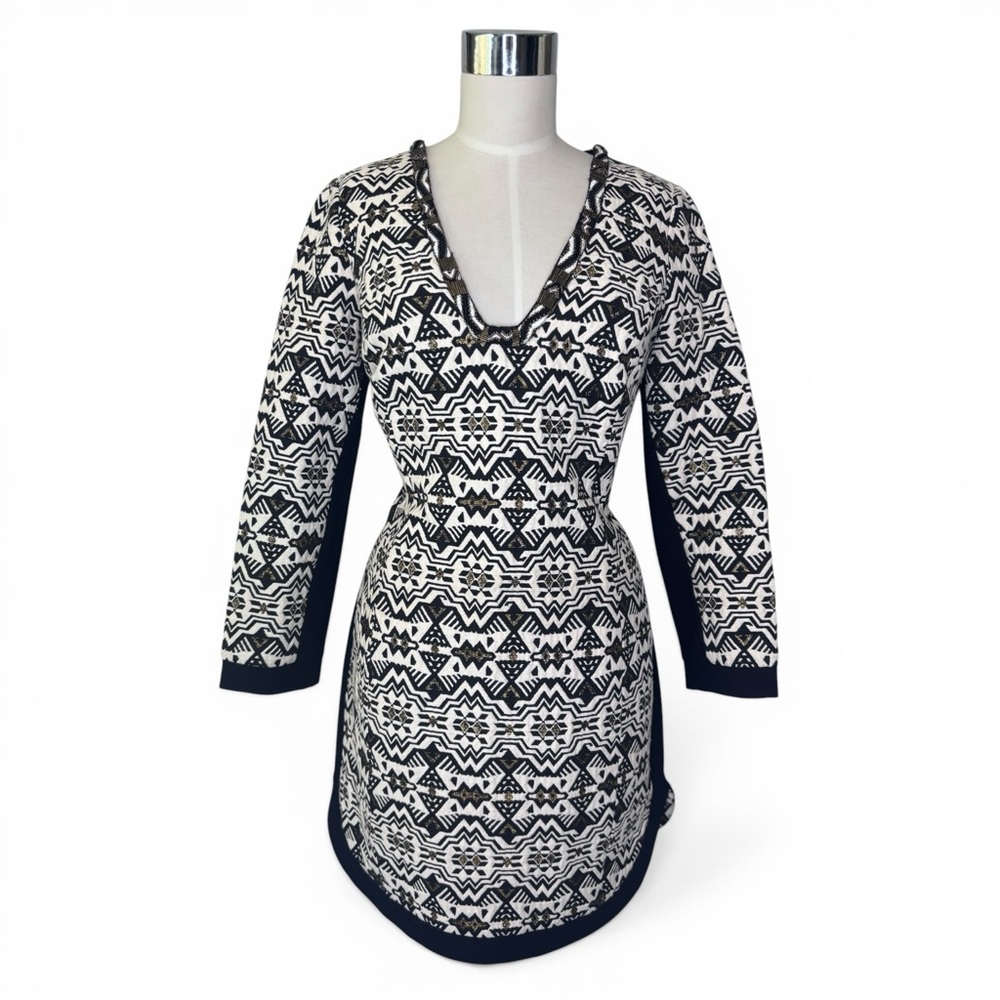 Twelfth‎ Street Black, White and Metallic Geometric Tunic Dress - Picture 2 of 9